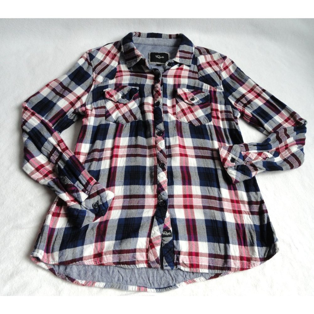 Rails Women's Plaid Button-Down Shirt in Navy, Red & White